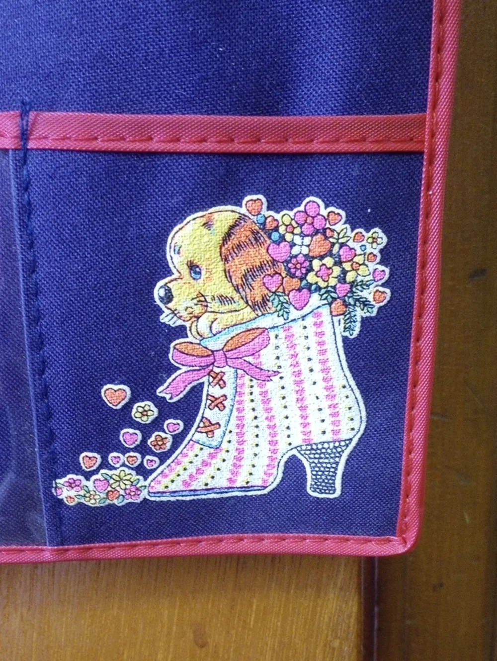 Vintage Retro Girl's Canvas Purse w/ Pockets, Colorful Puppy & Shoe Design